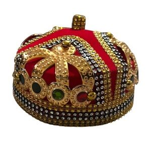 African Traditional Red & Gold Luxury Royalty Hat, Crown for Men